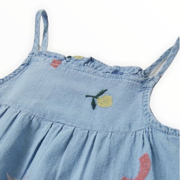 ZARA Kids | Blue | EMBROIDERED DENIM DRESS LIMITED EDITION - Picture 4 of 8